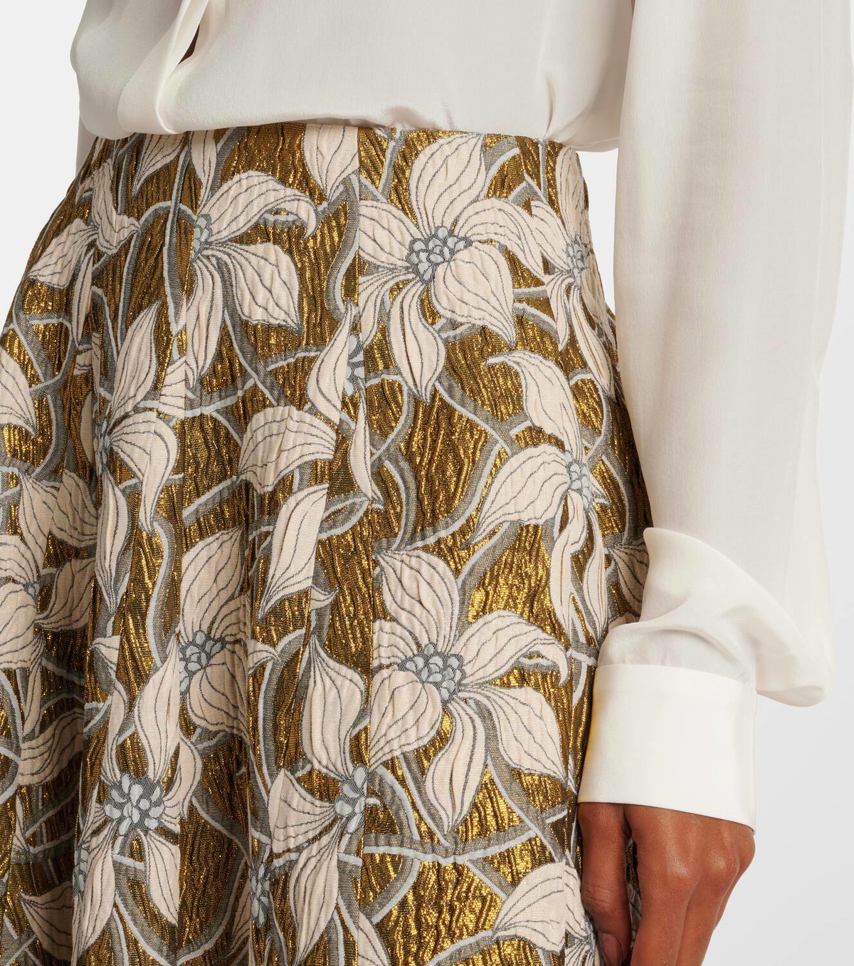 Markarian Marjorie floral brocade midi skirt