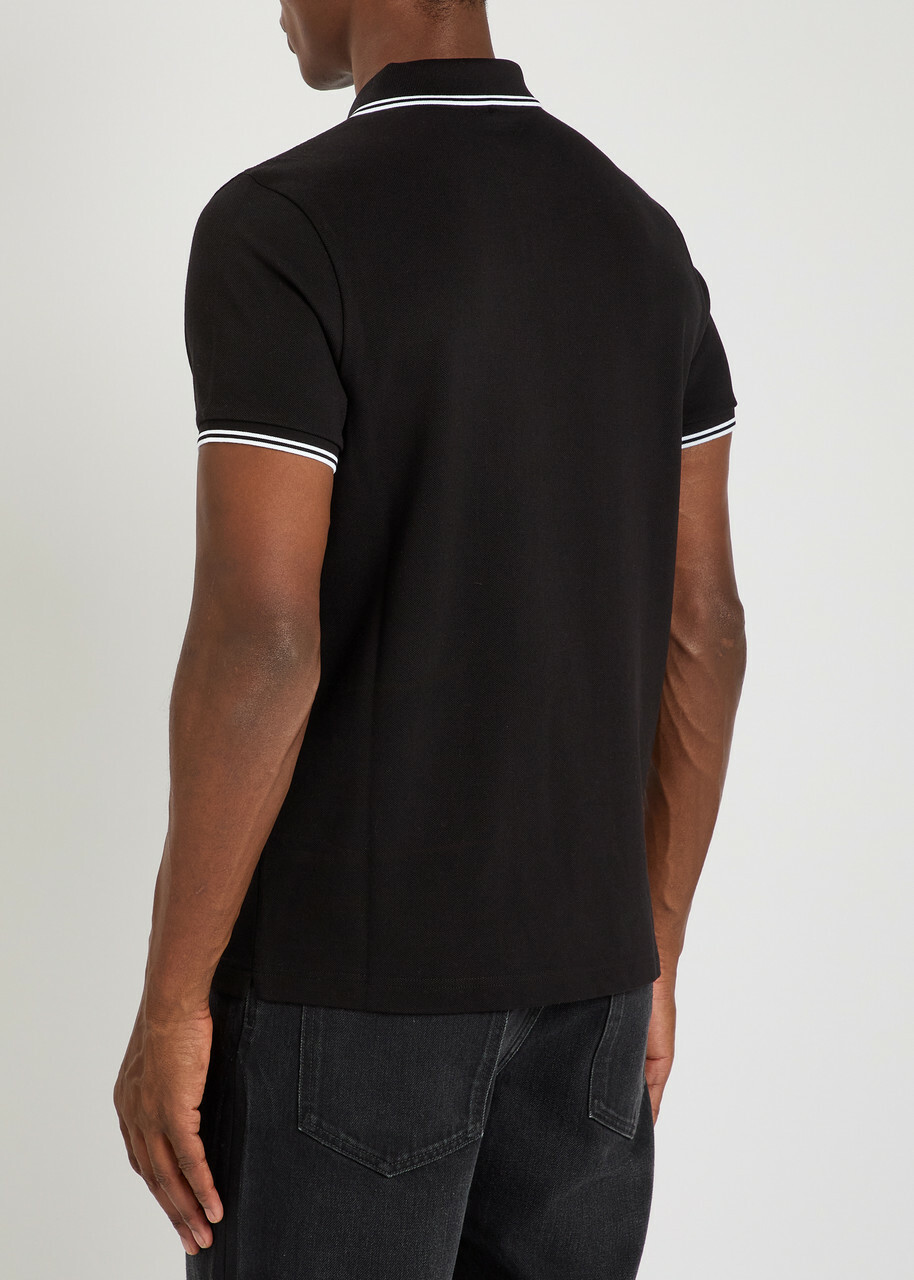 Moncler Logo-appliquéd Piqué Cotton Polo Shirt Black