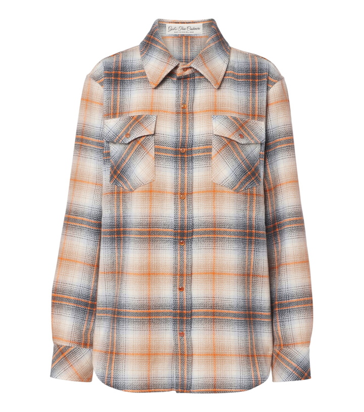 Photo: God's True Cashmere Ironwood plaid cashmere shirt with carnelians