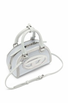 Diesel 1DR Dome - Mini bowling bag in satin and suede - Crossbody Bags Womens in Silver