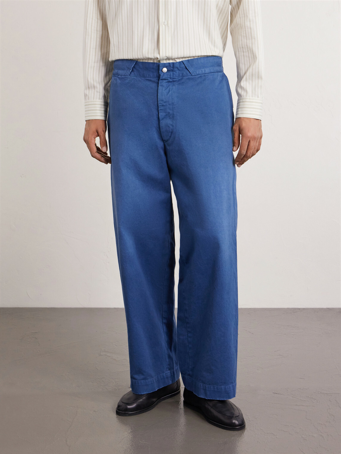 A.PRESSE - Straight-Leg Cotton-Twill Trousers - Blue