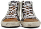 Golden Goose White & Brown Slide Classic High Sneakers