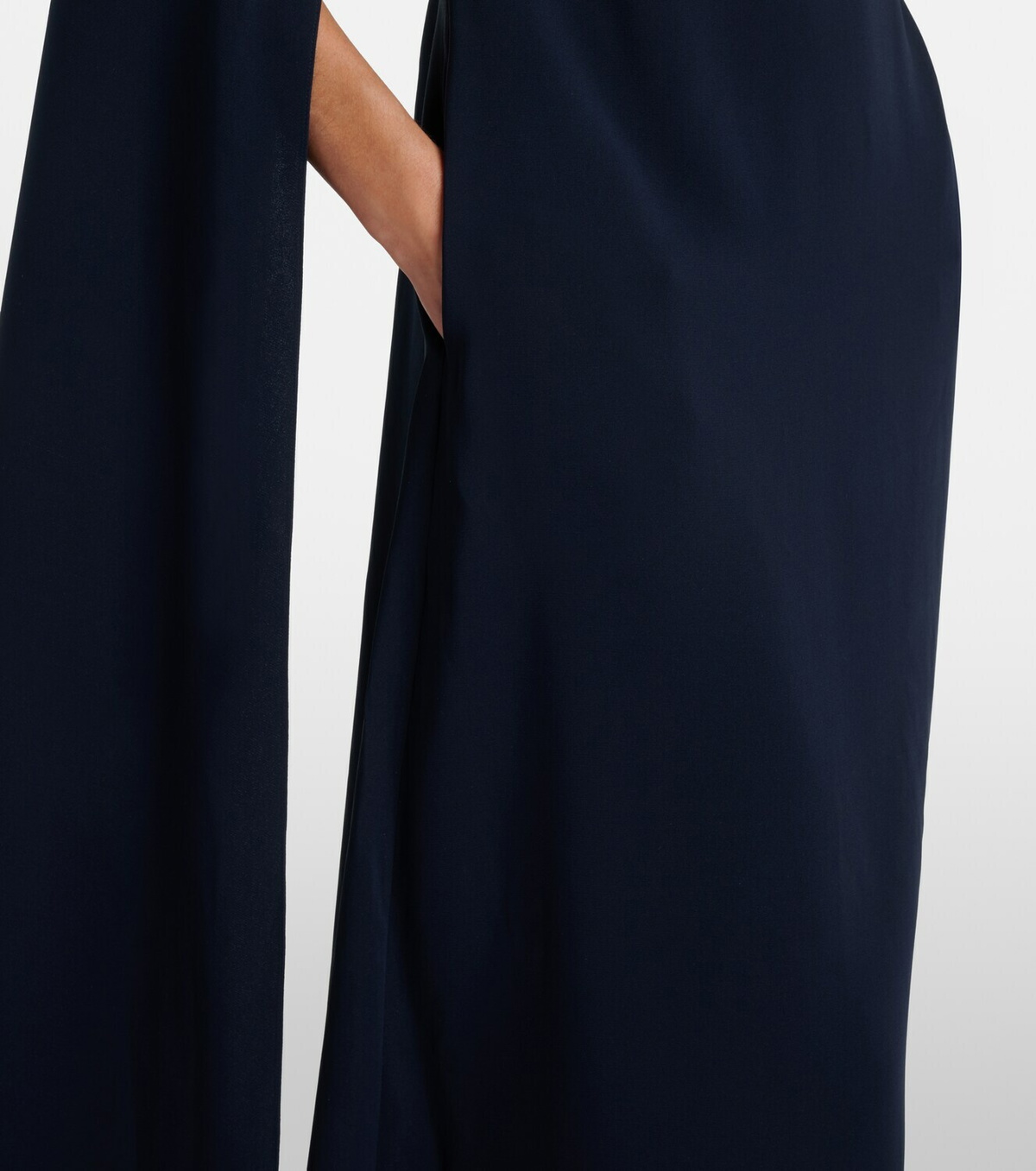 Oscar de la Renta Embroidered caped silk-blend gown