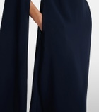 Oscar de la Renta Embroidered caped silk-blend gown