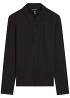 Eileen Fisher Henley Textured Cotton-blend Polo Shirt Black