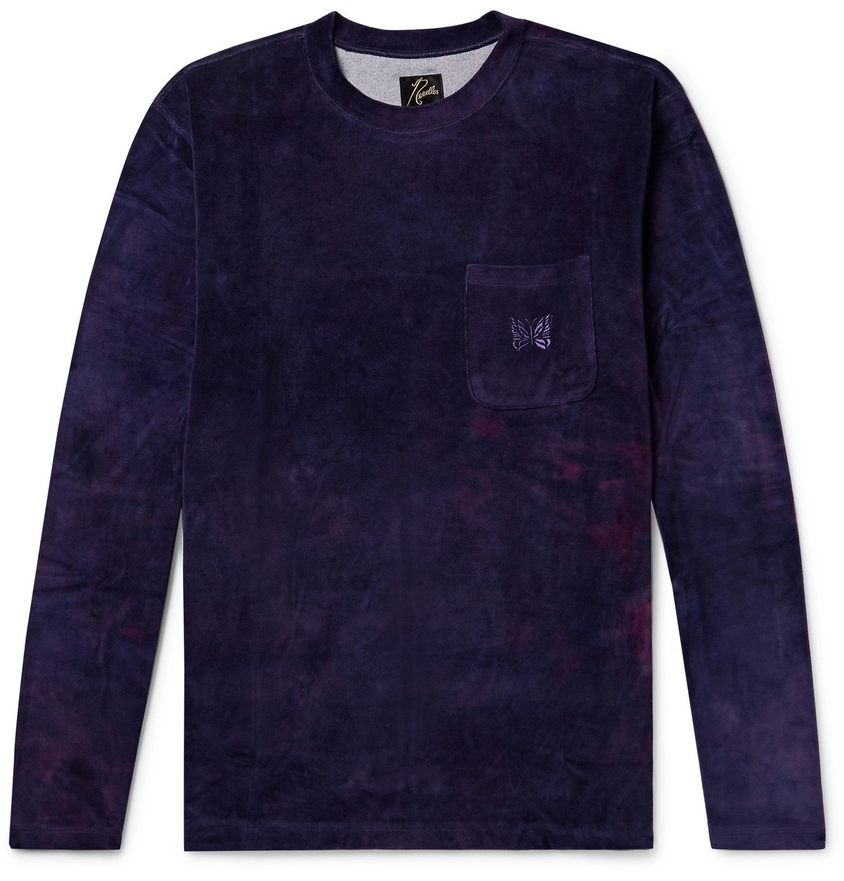 Needles - Logo-Embroidered Tie-Dyed Cotton-Blend Velour T-Shirt