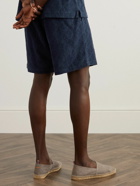 Frescobol Carioca - Augusto Straight-Leg Cotton-Blend Terry-Jacquard Drawstring Shorts - Blue