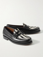 G.H. Bass & Co. - Weejuns Heritage Larson Zebra-Print Calf Hair-Trimmed Leather Penny Loafers - Black