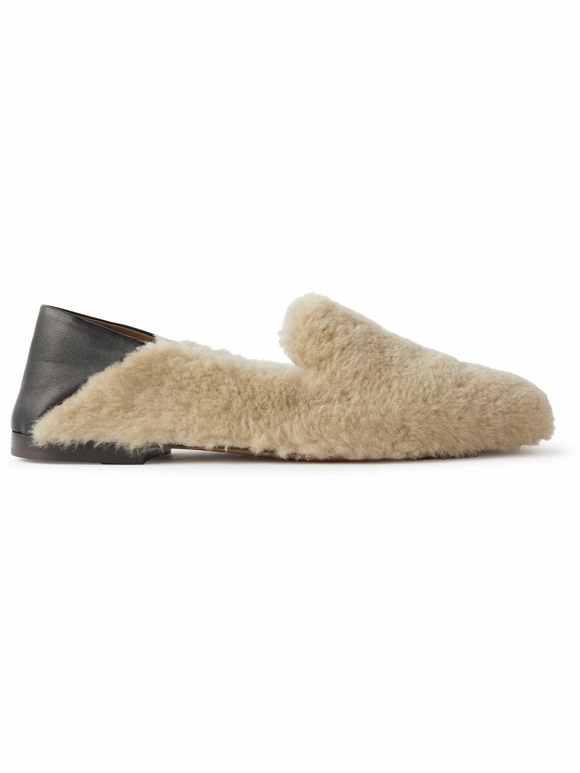 Photo: Wales Bonner - Leather-Trimmed Shearling Collapsible-Heel Loafers - Neutrals