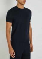 Givenchy Textured Knit Logo Cotton-blend T-shirt Navy