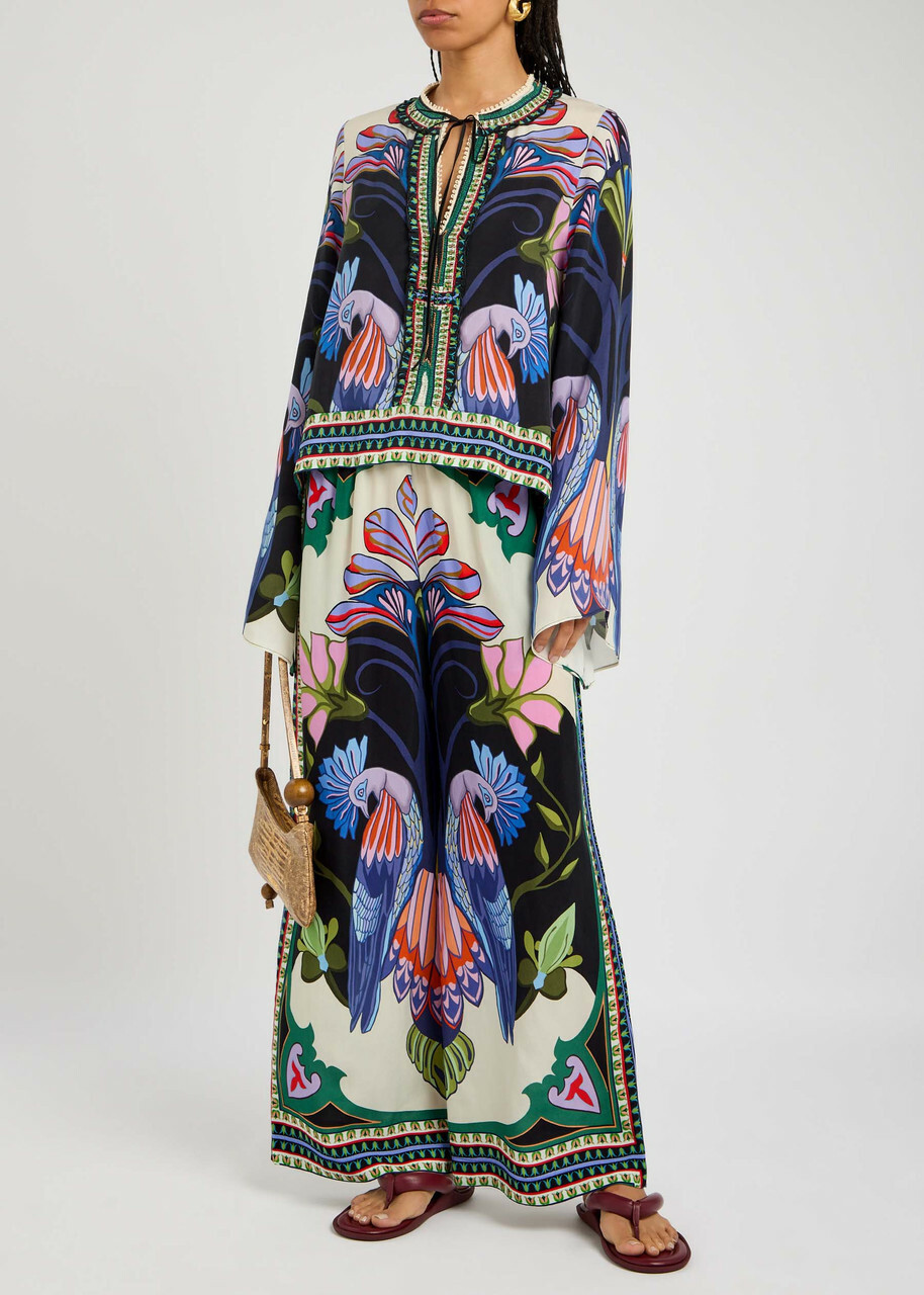 Lug Von Siga Madison Printed Wide-leg Satin Trousers Multicoloured