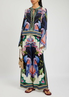Lug Von Siga Madison Printed Wide-leg Satin Trousers Multicoloured