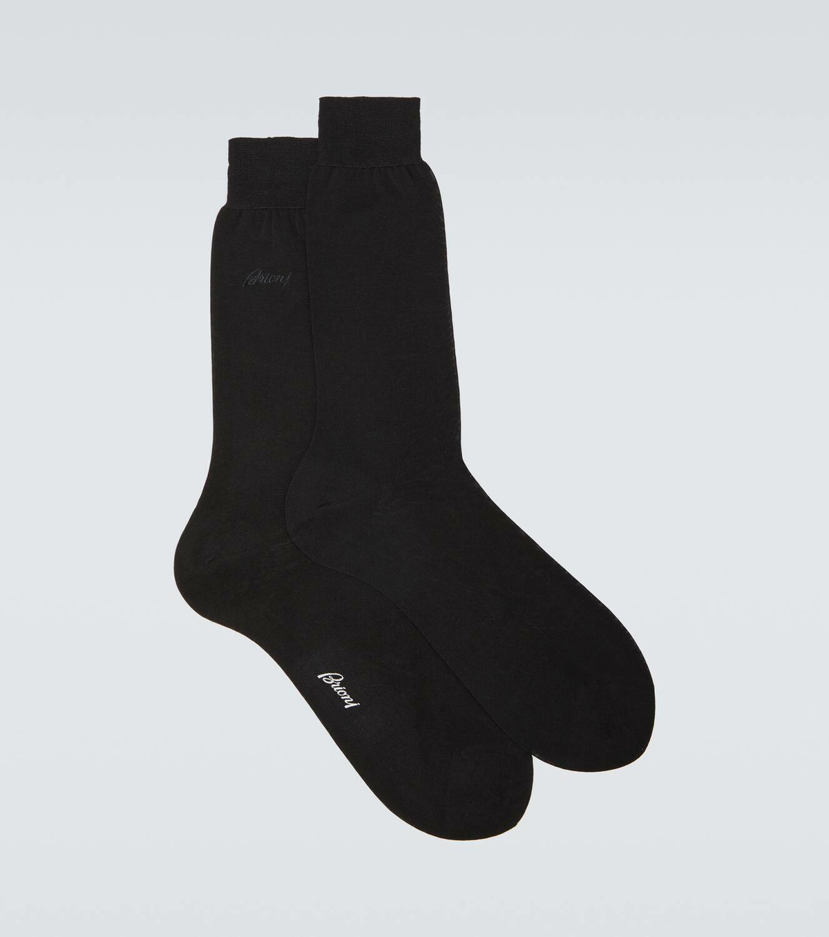 Brioni Logo ribbed-knit cotton socks