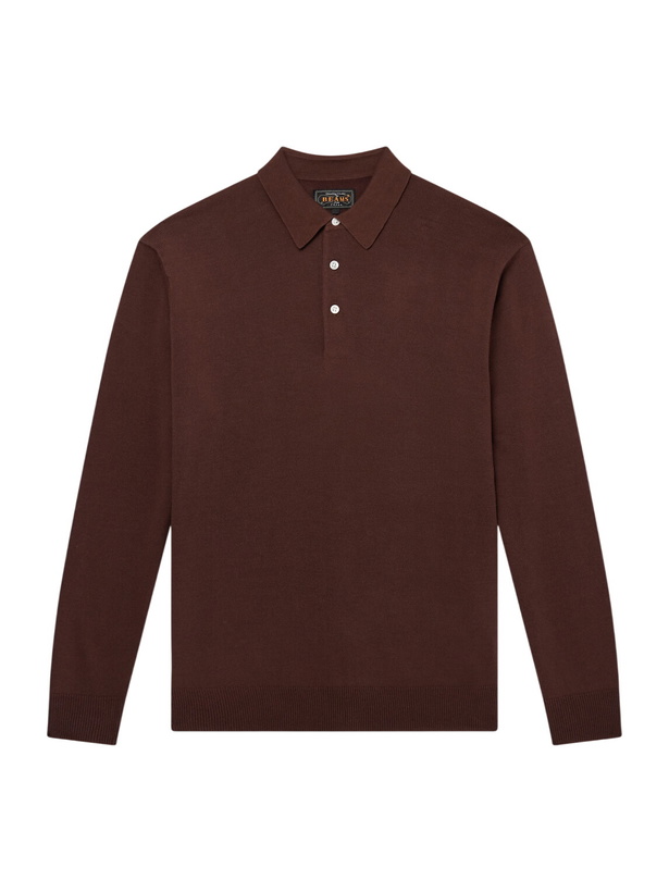 Photo: Beams Plus - Knitted Polo Shirt - Brown