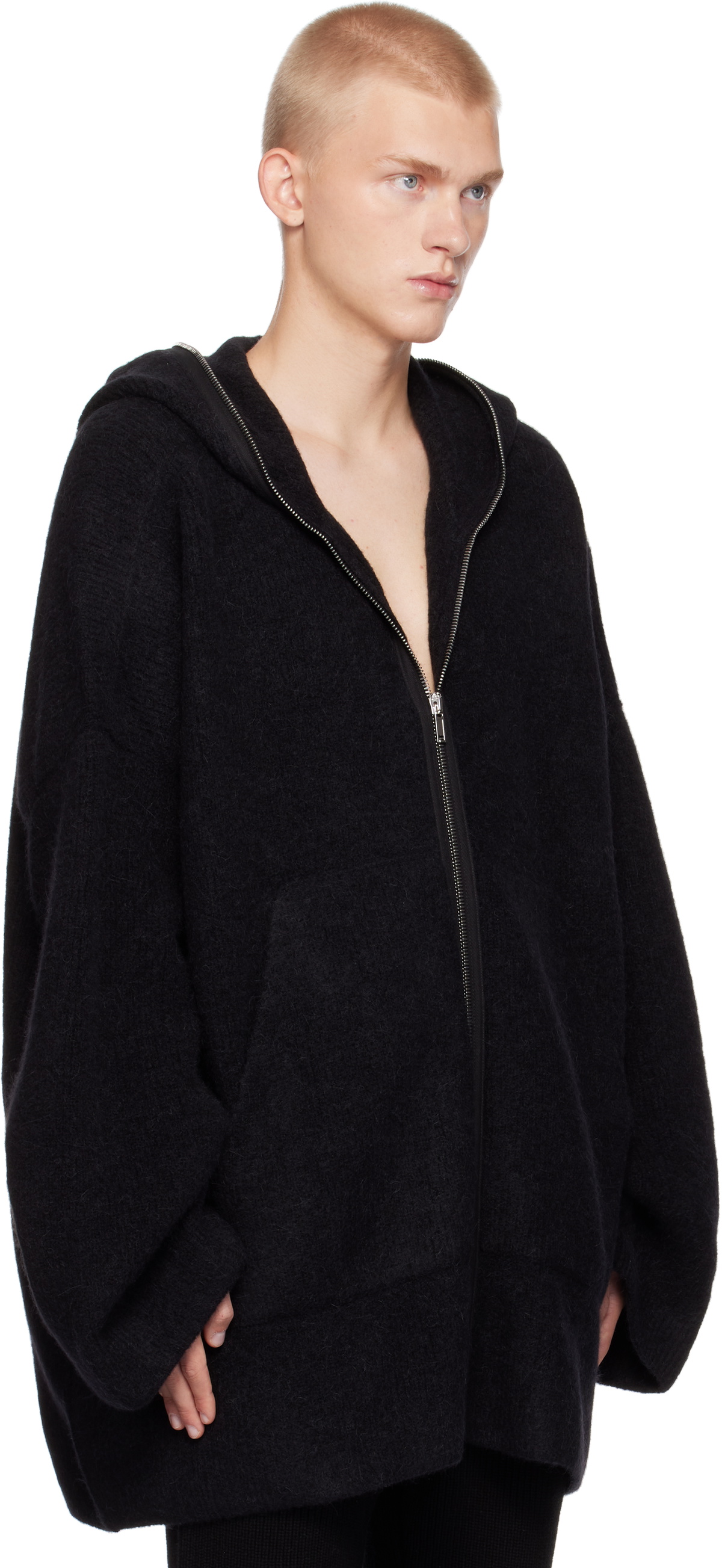 Rick Owens Black Porterville Alpaca Knit Hoodie Rick Owens