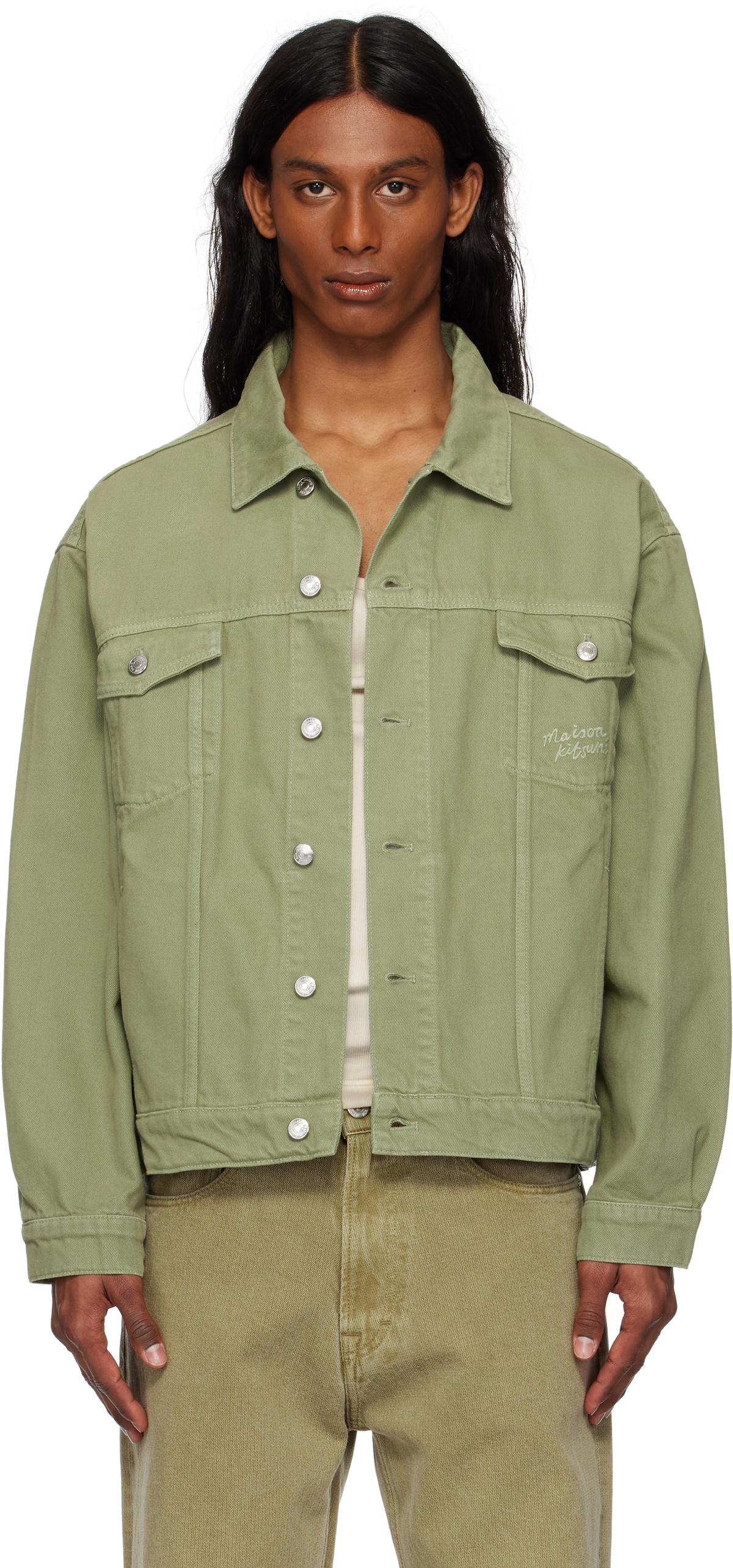 Maison Kitsuné Black Cafe Denim Jacket Maison Kitsune