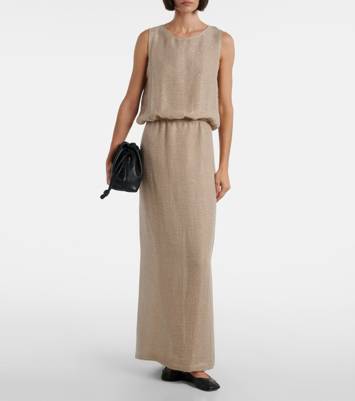 Leset Stella sequined linen-blend maxi skirt