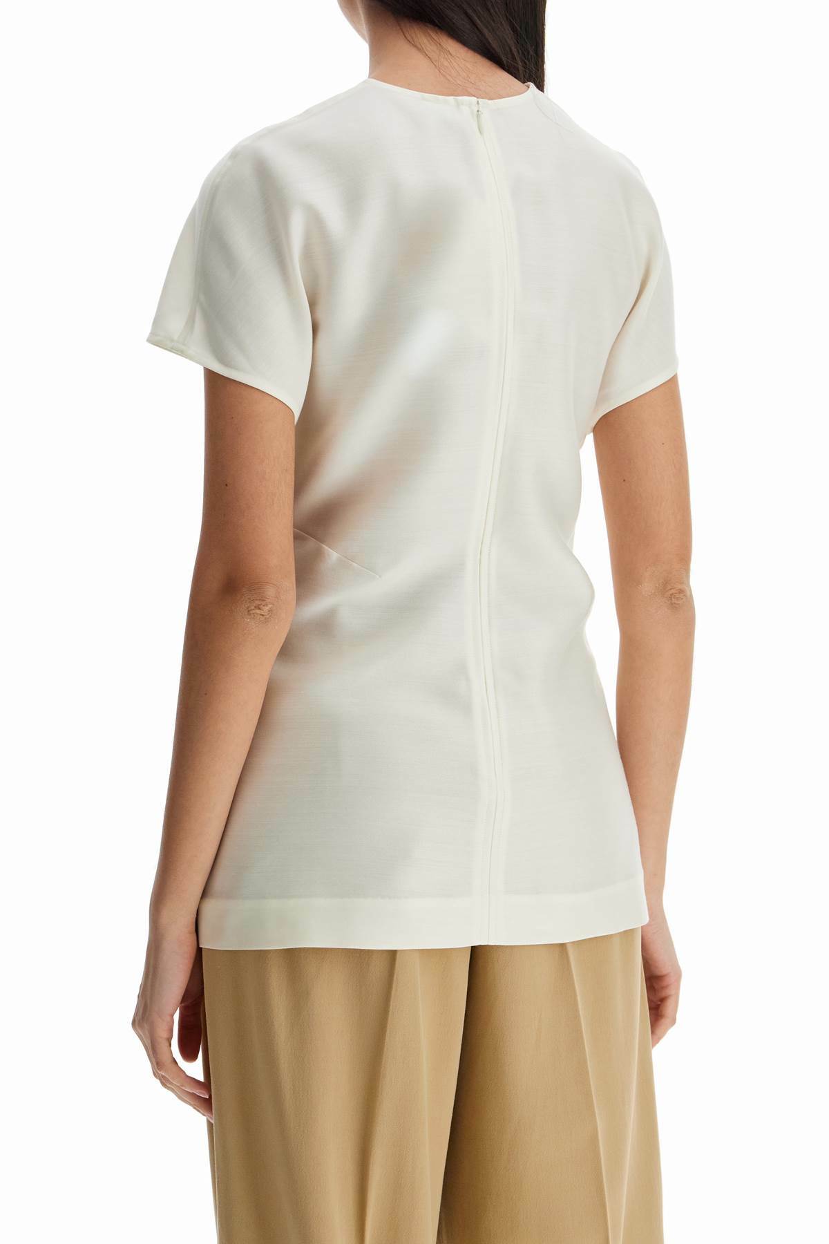 TOTEME short sleeve wool and silk top in macadamia Beige Toteme