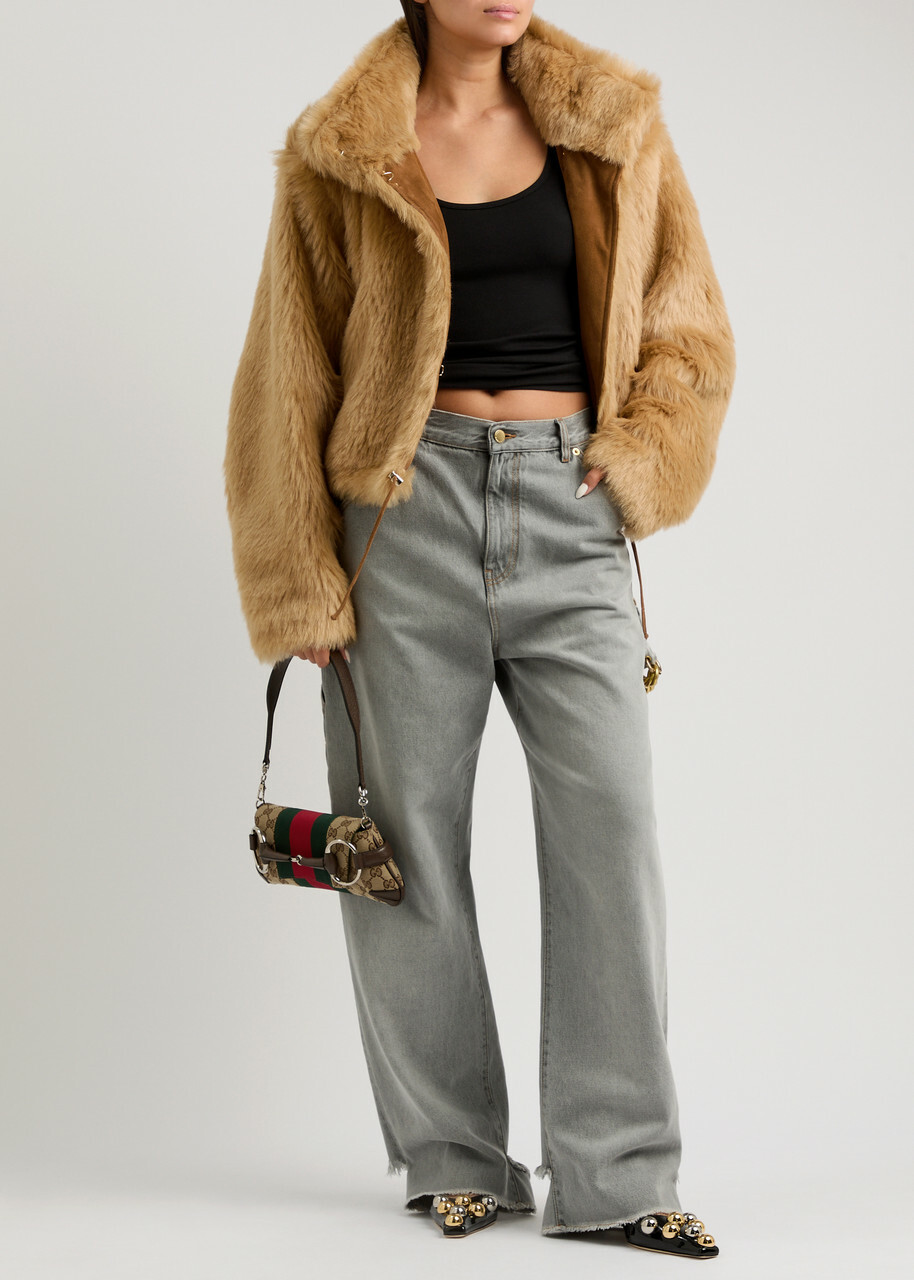 Darkpark Hunter Belted Faux fur Coat Brown