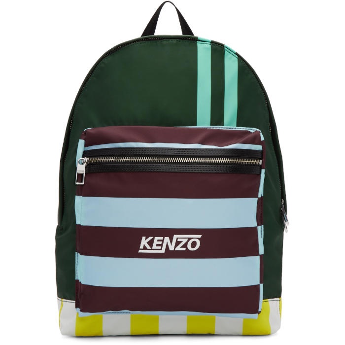 Photo: Kenzo Green Multi Stripe Backpack