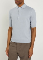 Lardini Ribbed Linen-blend Polo Shirt Light Blue