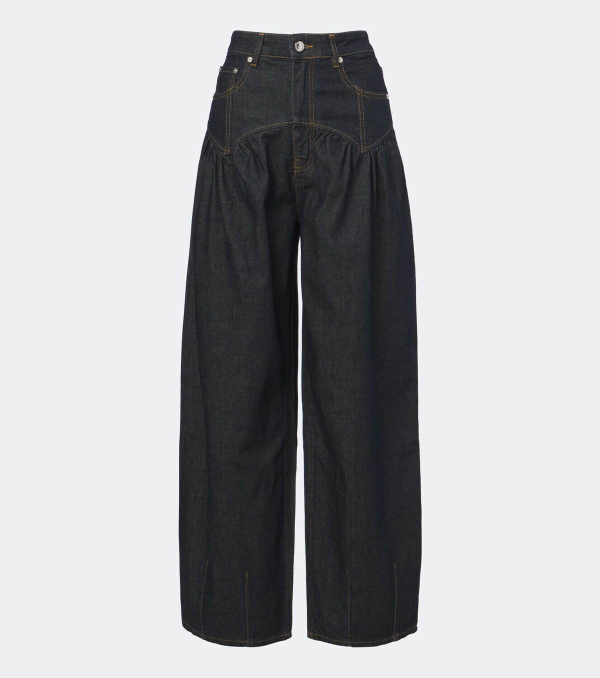 Ganni Gathered barrel-leg jeans
