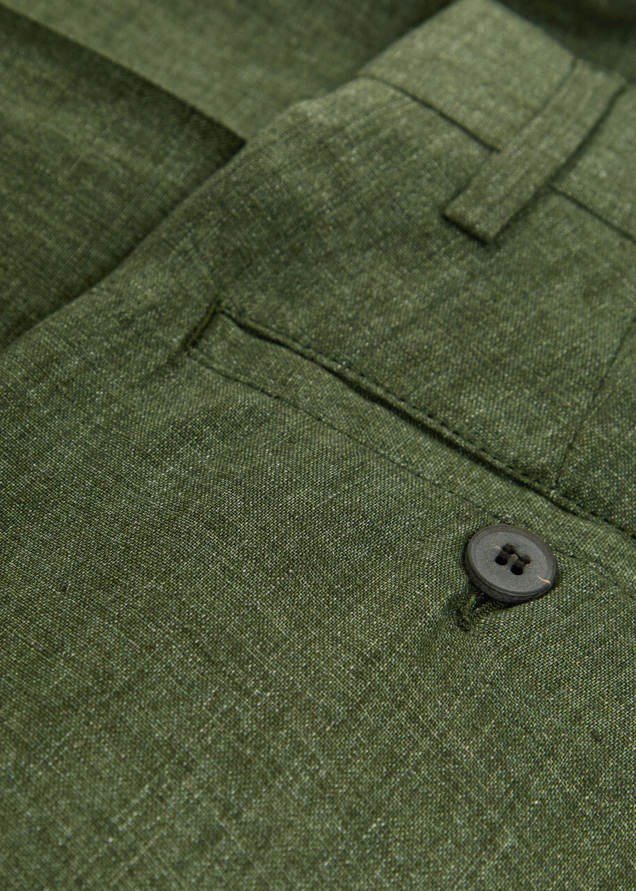 Sunspel Tapered-leg Linen Trousers Khaki