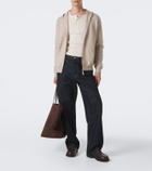 Allude Knitted wool and cashmere zip-up hoodie