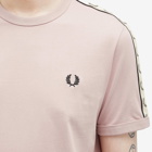 Fred Perry Men's Contrast Tape Ringer T-Shirt in Dusty Rose Pink/Black