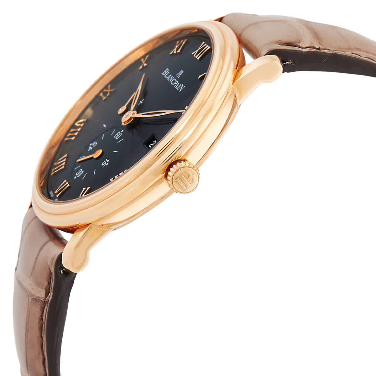 Blancpain Villeret Stamped Flinque Black Dial Automatic 18 Carat Rose Gold Watch 6606-3630-55B