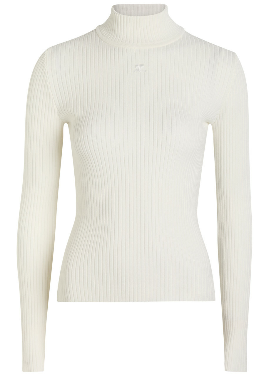 Courrèges Reedition Ribbed Knit Jumper White