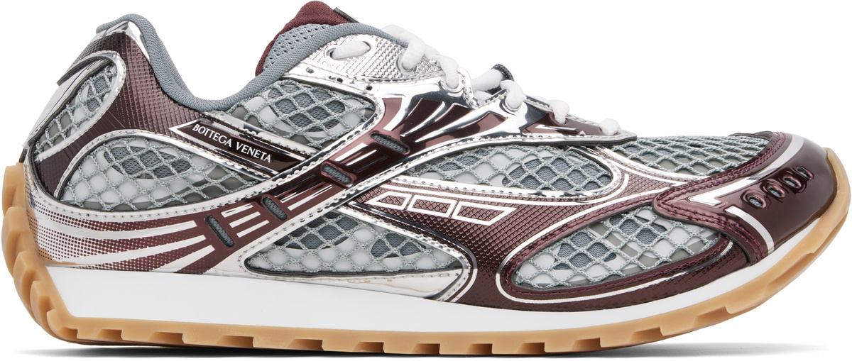 Bottega Veneta Burgundy & Silver Orbit Sneakers Bottega Veneta display picture 3