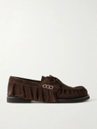 JW Anderson - Ruffle Suede Boat Shoes - Brown