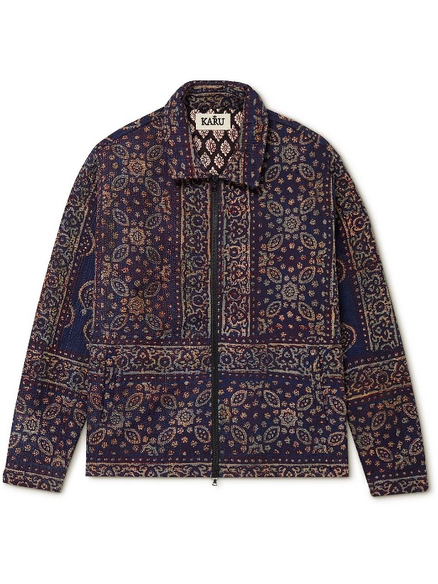 Photo: Karu Research - Upcycled Embroidered Printed Padded Cotton Jacket - Blue