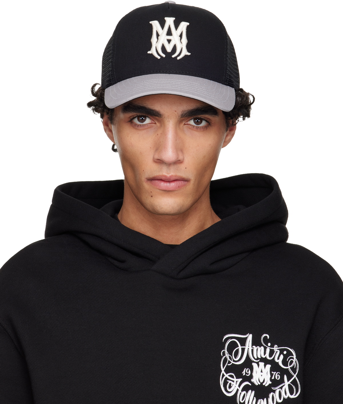 AMIRI Black Bandana Repair Trucker Cap Amiri