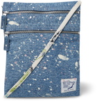 OrSlow - Logo-Appliquéd Paint-Splattered Denim Pouch - Blue