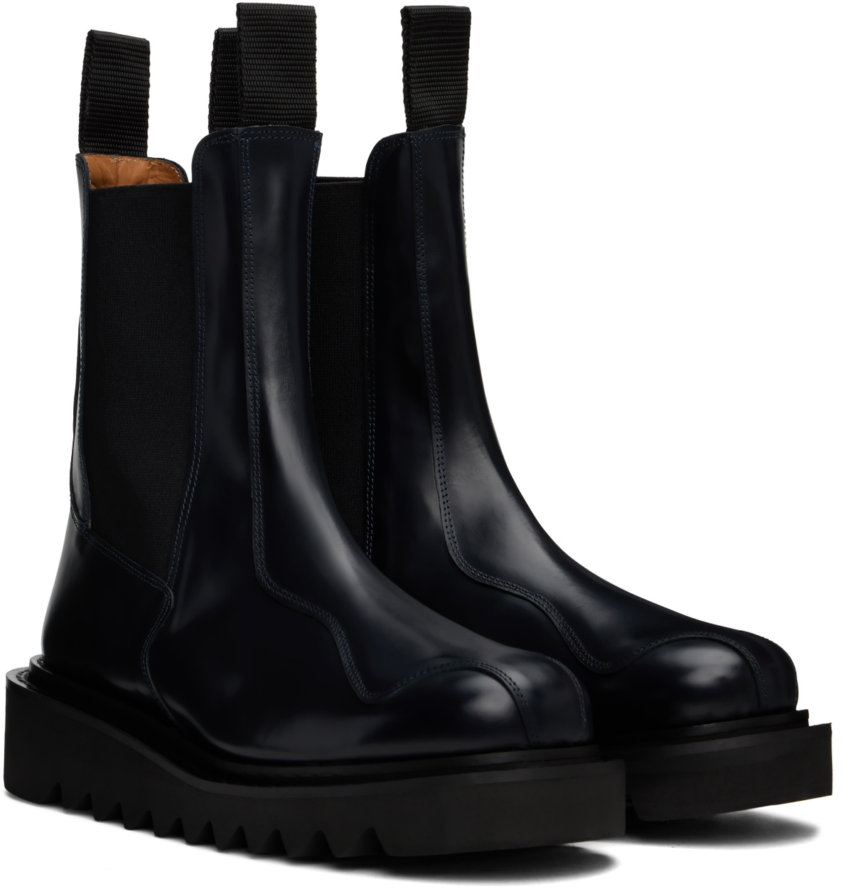 Toga Virilis Navy Ankle High Chelsea Boots