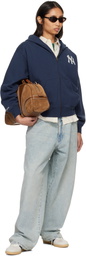 Sporty & Rich Navy Heritage Yankees Serif Zip Hoodie
