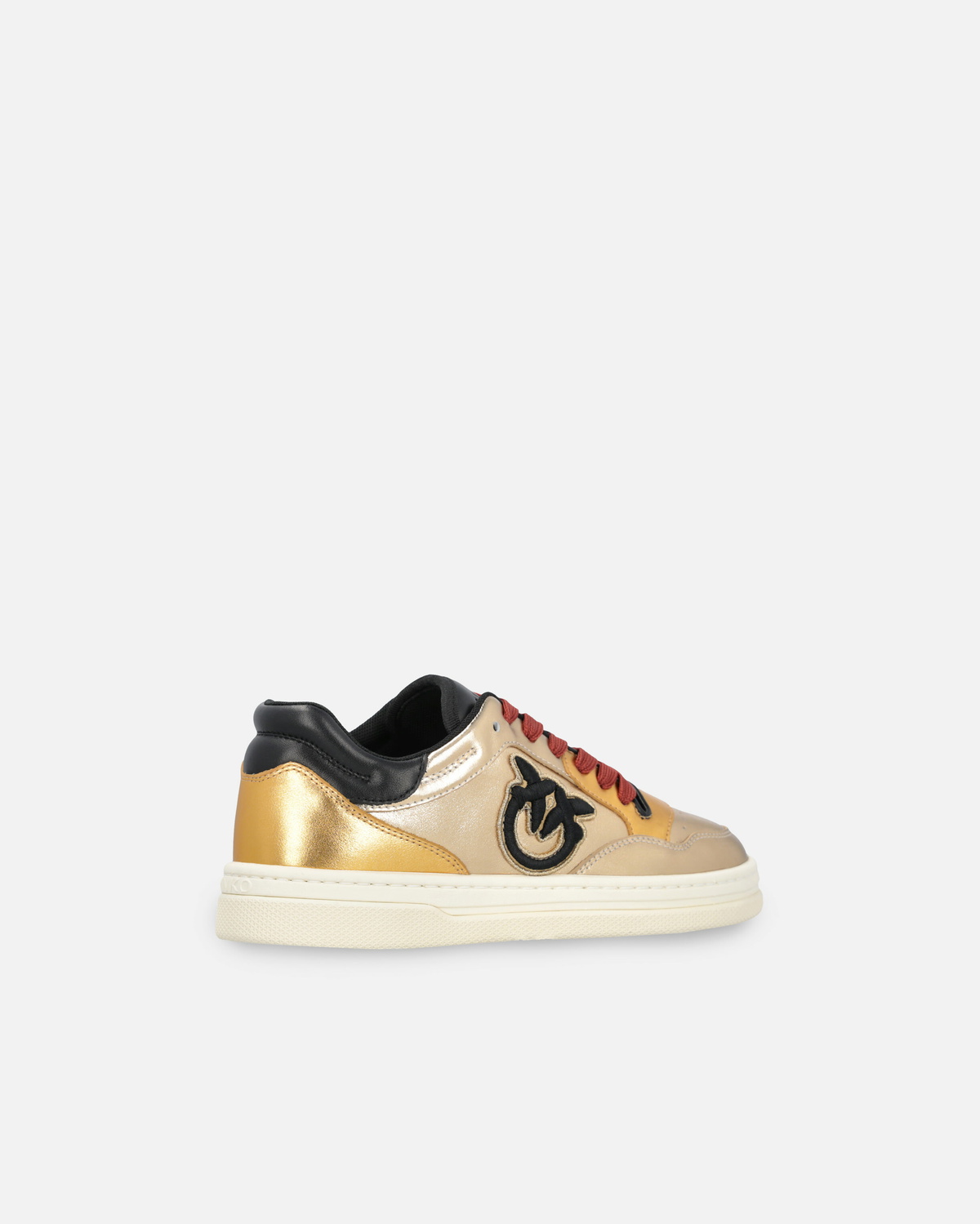PINKO SERENGETI104593A2BOPJE 関税送料込 Pinko Laminated Sneakers With Logo Embroidery Gold/Black Pinko