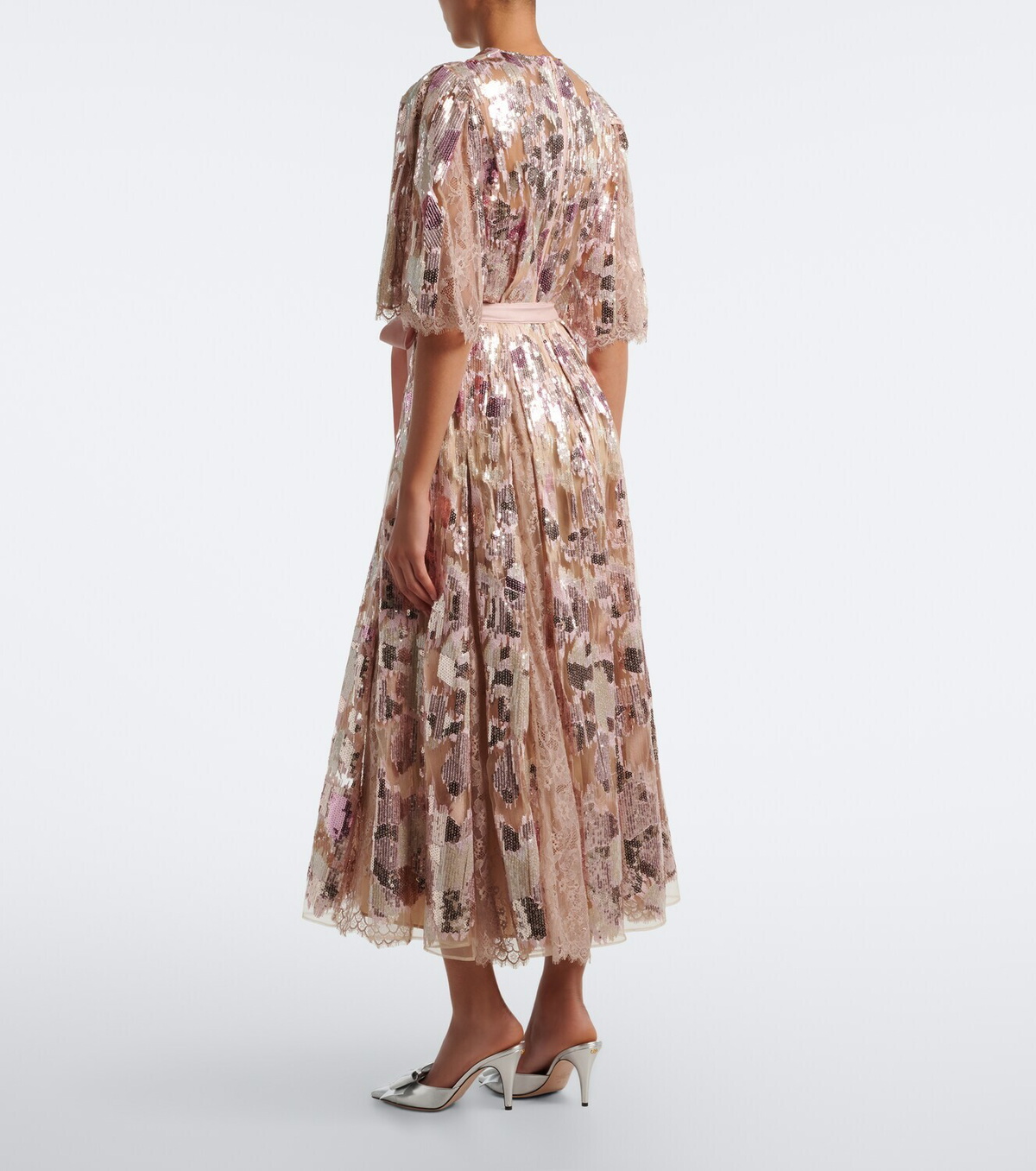 Elie Saab Sequined silk-blend lace wrap dress