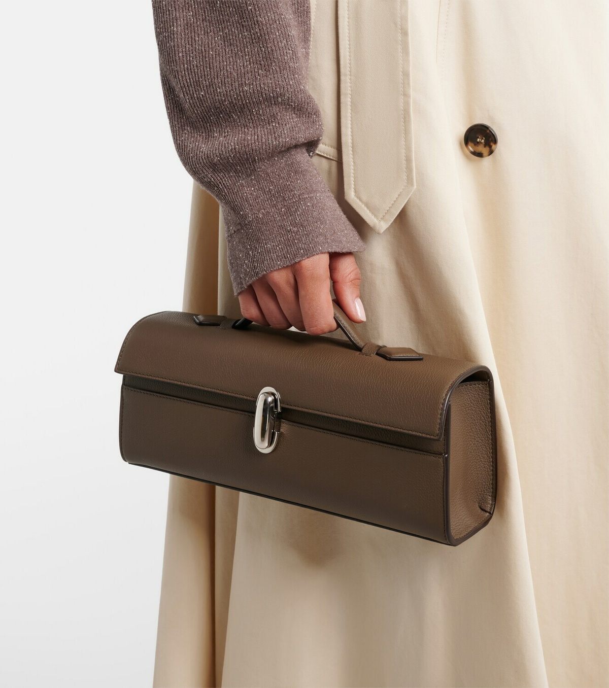 Savette Symmetry Slim Medium leather top-handle bag