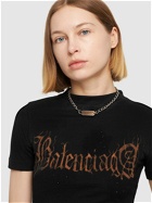 BALENCIAGA - Logo Tag Brass Chain Choker Necklace