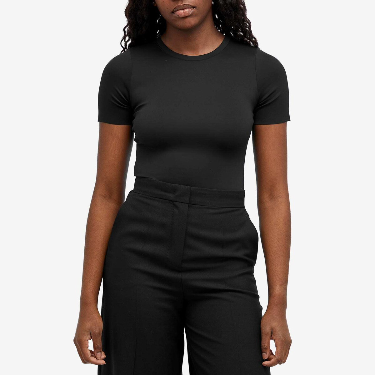 Good American Women's Scuba Crewneck Bodysuit in Black