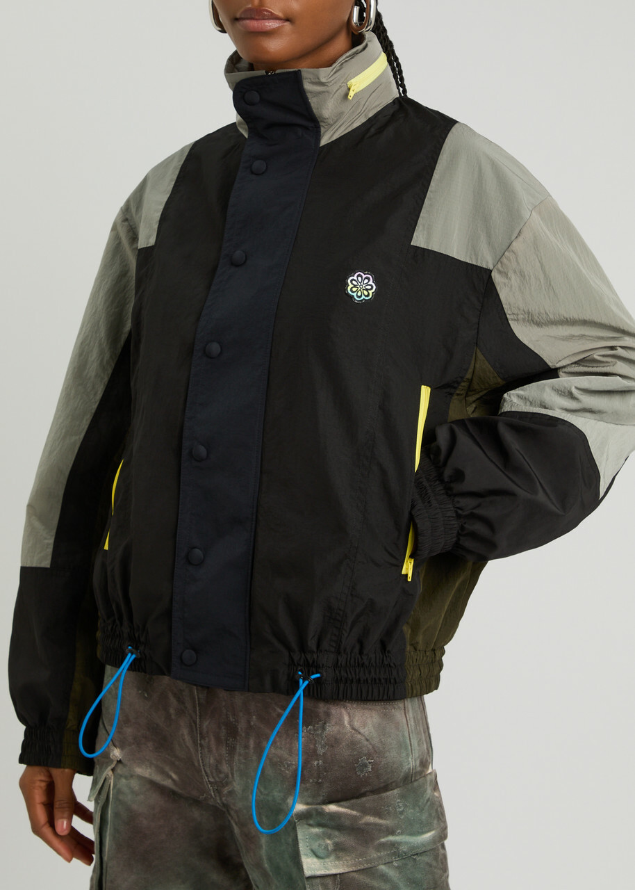Meryll Rogge Colour-block Nylon Bomber Jacket Black Multi