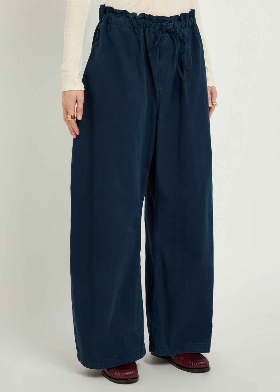 Polo Ralph Lauren Drawstring Barrel-leg Cotton-poplin Trousers Navy
