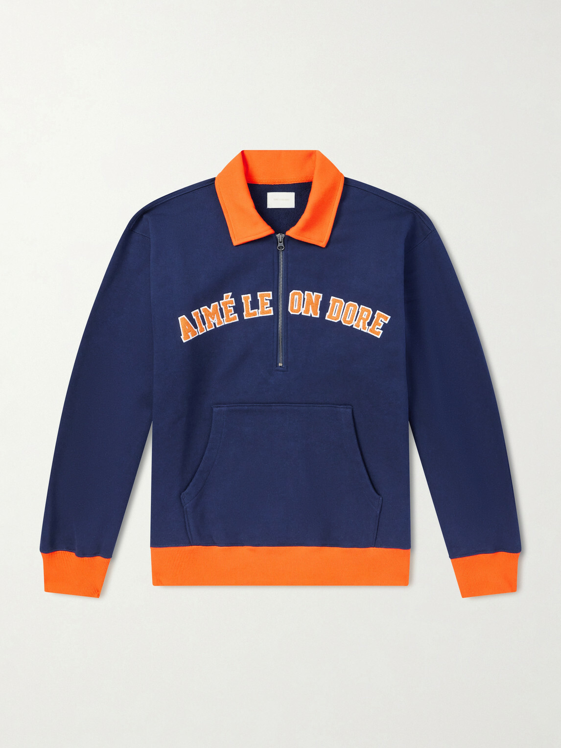Aimé Leon Dore - Logo-Embroidered Cotton-Jersey Half-Zip Sweatshirt - Blue