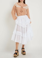 Chloe Lace-trim Silk-georgette Blouse Pink