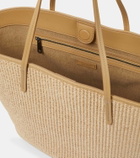 Brunello Cucinelli Medium leather-trimmed raffia tote bag