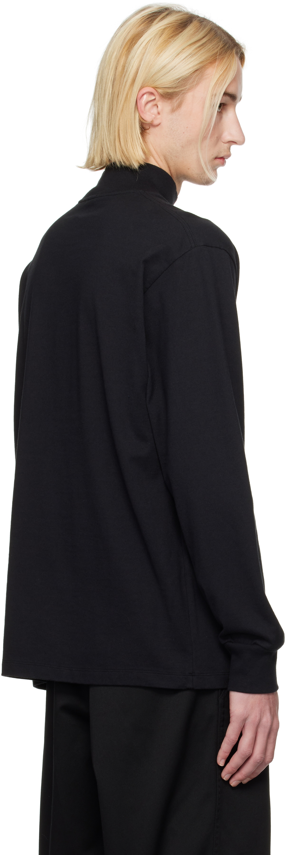 nanamica Black L/S Mock Neck T-shirt Nanamica