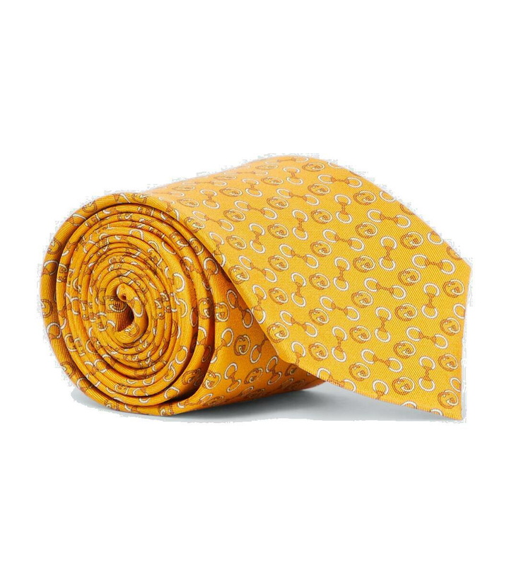 Photo: Gucci Horsebit and Interlocking G printed silk tie